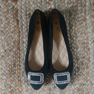Black Velvet Jeweled Flat Holiday Shoes Size 7 NEW